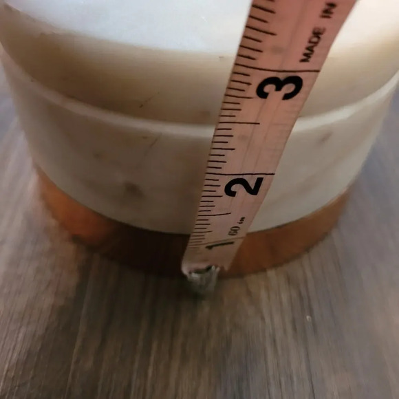 Vintage Home Marble Salt Cellar Sliding Lid Cover Copper Base Trinket Box Heavy - Picture 8 of 9